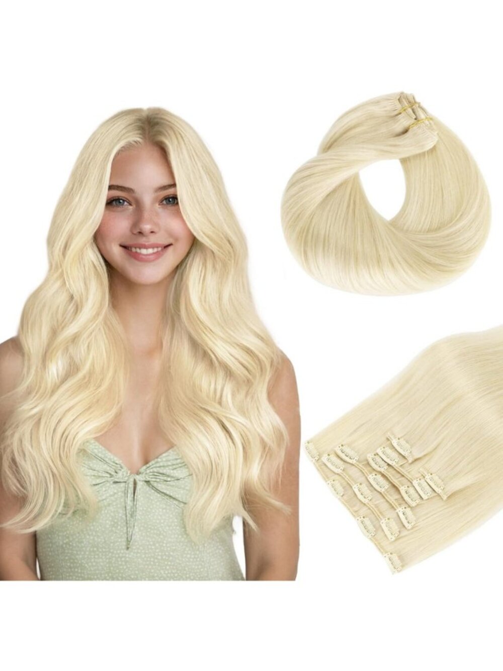 20" Clip-In Real Human Hair Extensions for Quick Full Head Transformation